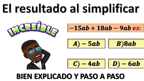 Simplificación de terminos semejantes paso a paso YouTube