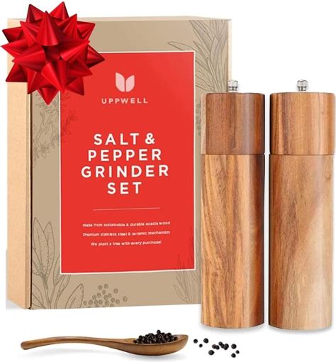 Amazon Zettai Wooden Salt Pepper Grinder Set Pack Of 2 8