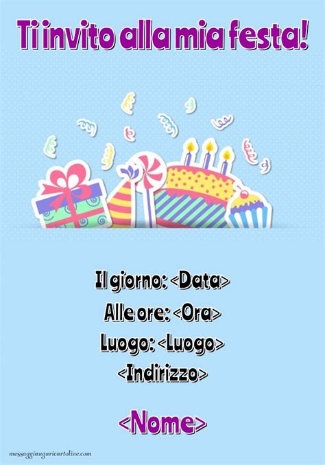 Invito A Una Festa Con Torta Confezione Regalo Coriandoli E Cupcake