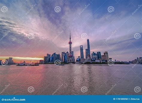 Panorama View Of Lujiazui At Sunrise Editorial Stock Photo Image Of