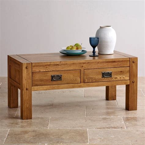 Quercus Rustic Solid Oak 4 Drawer Storage Coffee Table Only £249 98 On Uk