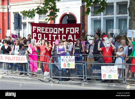 Supporters Of Pussy Riot The Russian Female Punk Band Protest Outside The Russian Embassy In