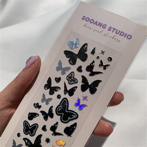 Sooang Studio Night Sky Butterflies Korean Cute Holographic Stickers