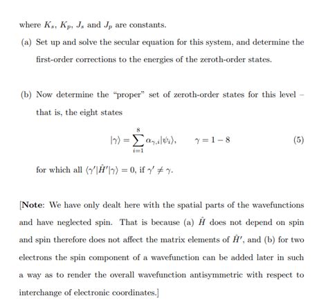 A problem in degenerate perturbation theory: First | Chegg.com 