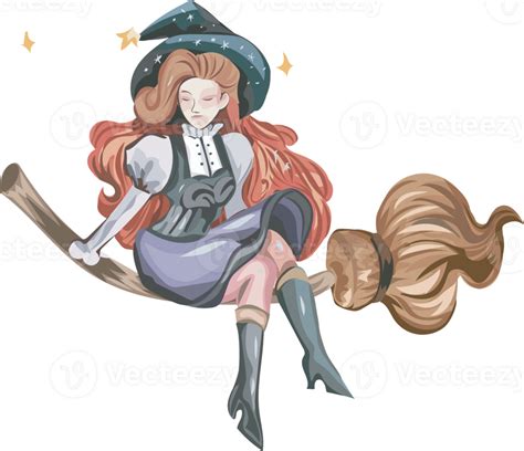 Witch Flying On A Broomstick Png