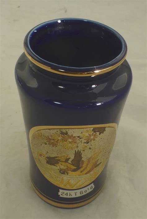 The Art Of Chokin Japanese Cobalt Blue Gold Japanese Porcelain Etsy Uk