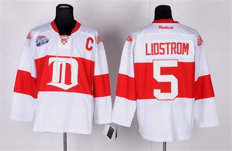 Detroit Red Wings 5 Nicklas Lidstrom White Winter Classic Jersey On