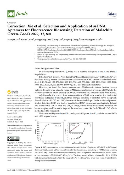 Pdf Correction Xie Et Al Selection And Application Of Ssdna