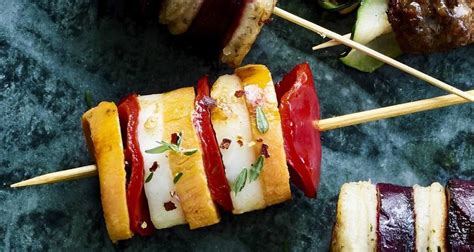 Minibrochettes De Poivron Grill Haloumi Et Patate Douce Recette