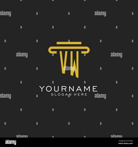 Vw Initial Logo With Simple Pillar Style Design Vector Graphic Stock