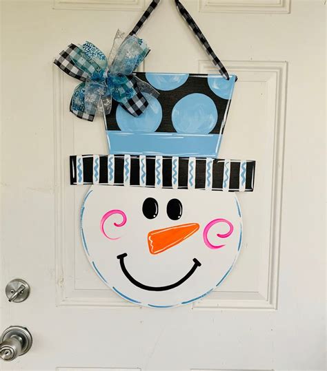 Snowman Front Door Hanger Christmas Front Door Hanger Winter Etsy In