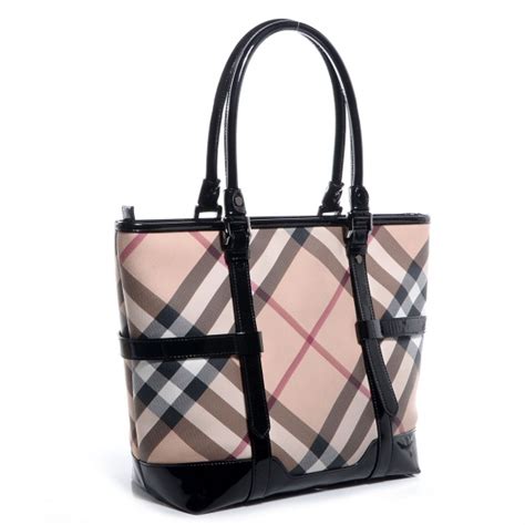 Burberry Patent Nova Check Tote Black