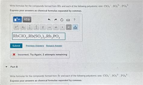 Solved Write Formulas For The Compounds Formed From Rb And