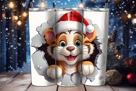 3D Tiger Cub Tumbler Wrap Sublimation Graphic By Pandastic Creative