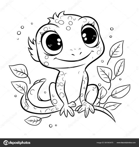 Livro Para Colorir Para Crian As Lagarto Bonito Dos Desenhos Animados