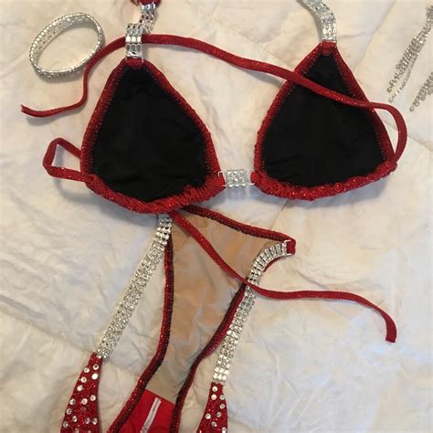 Red Full Bikini Competition Suit Gem