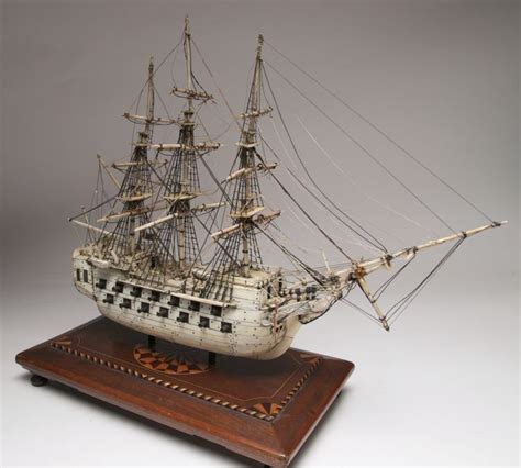 Man O War Wood Ivory And Bone Ship Lion A 3 Mast Man O War