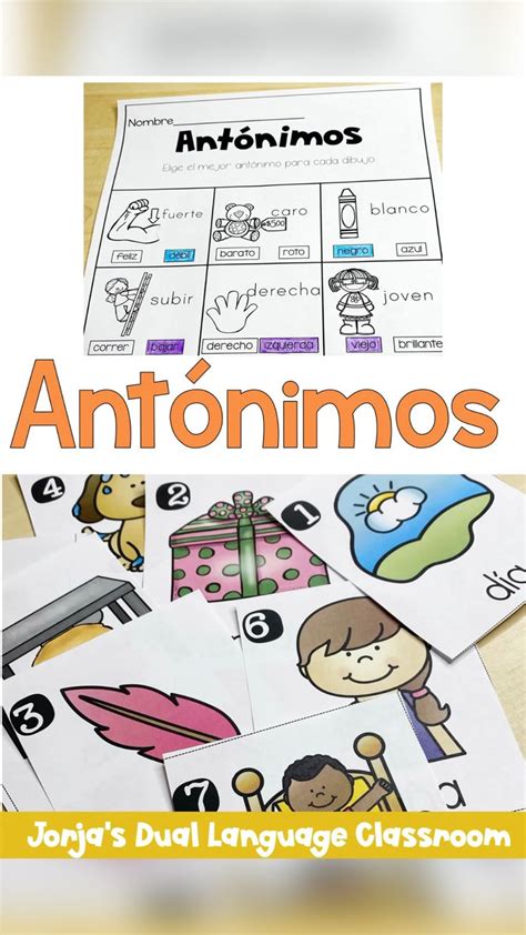 Actividades de sinónimos y antónimos para primer grado y segundo grado