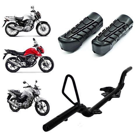 Kit Estribo Par De Borracha Moto Honda Cg Titan Start Mix Cargo