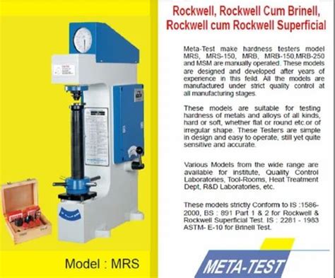 Analog Rockwell Hardness Tester Model Name Number Mrs Sip Hrc At