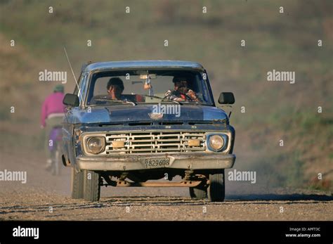Mongolian Car On Dusty Road Stock Photo Alamy