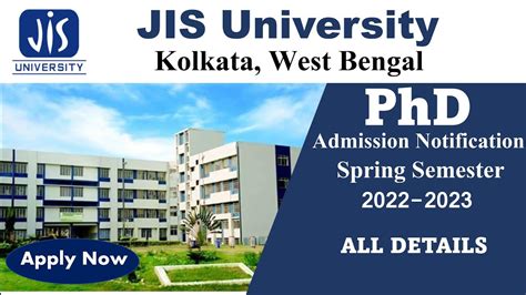 PhD Admission 2023 JIS University Kolkata West Bengal YouTube