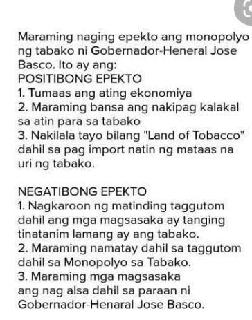 Epekto Sa Mga Pilipino Ng Monopolyo Sa Tabako Brainly Ph