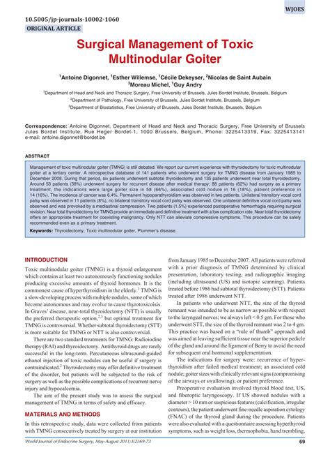 (PDF) Surgical Management of Toxic Multinodular Goiter