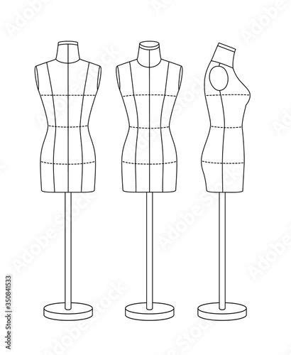 Mannequin For Sewing And Modeling Front Back And Side Black Outline