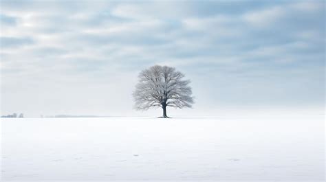 Un Rbol Solitario En Un Campo Nevado Con Un Fondo De Cielo Foto Premium