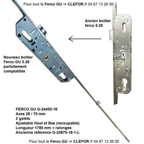 Crémone Ferco GU Decena ajustable axe 40 ou 50 Serrures Clés