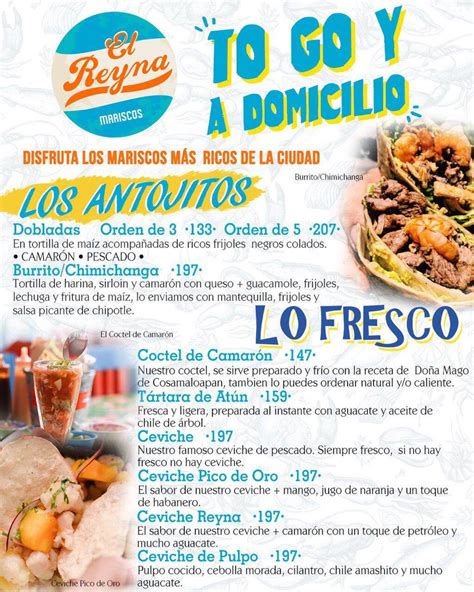 Arriba 61 Imagen Mariscos La Reyna Menu Abzlocal Mx