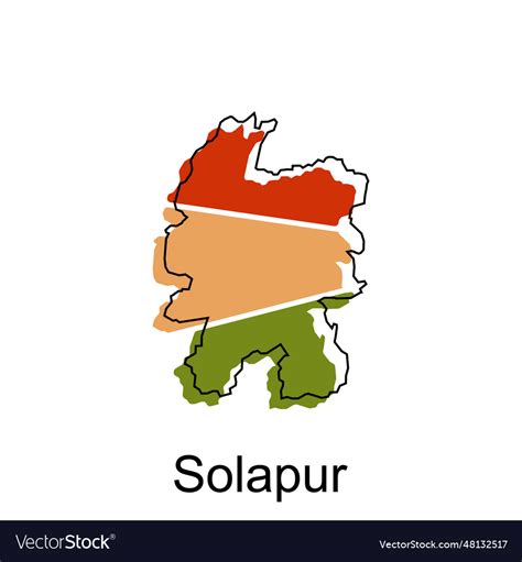 Solapur map map of the india country borders of Vector Image