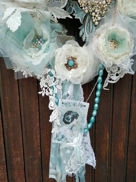 Ivory Pale Blue Wreath Country House Wreath Gypsy Wreaths Etsy