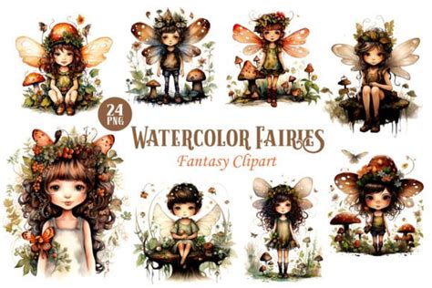 Watercolor Fairies Fantasy Png Clipart Graphic By Keno Shop