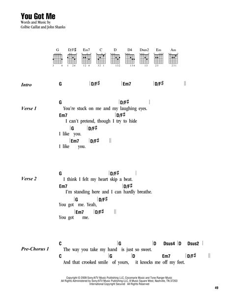 You Got Me Guitar Chordslyrics Print Sheet Music Now