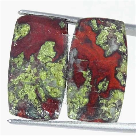 Cts Natural Dragon Blood Jasper Cabochon Pair Cushion Loose