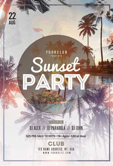 Free Download Sunset Party Free Psd Flyer Template Ffflyer