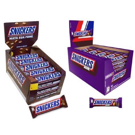 Kit 1 Caixa De Chocolate Snickers Original E 1 Cx Do Dark 20un 45g