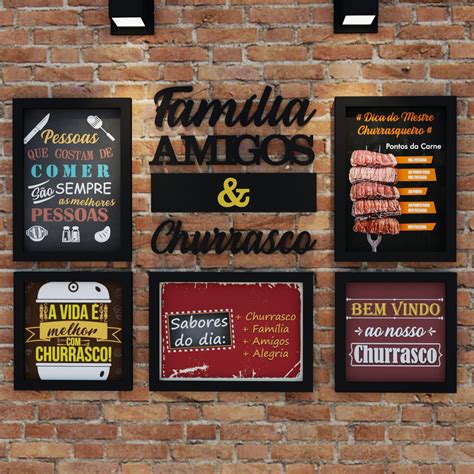 Conjunto Quadros Área de Lazer familia Amigos Churrasco Elo7