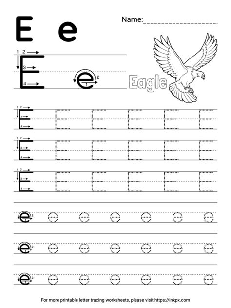 Free Printable Simple Letter E Tracing Worksheet Inkpx