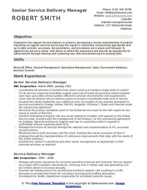 Service Delivery Manager Resume Samples Qwikresume