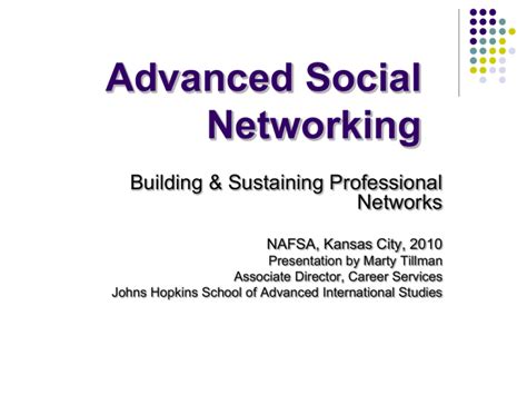 Building And Sustaining Professional Networks