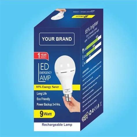 Rectangular Custom Printed Rechargeable Led Bulb Box At Rs Piece