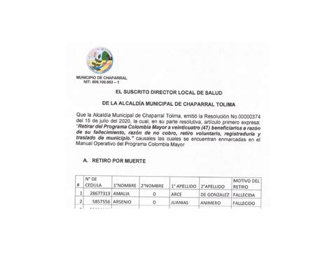 Notificacion Por Edicto 010 2020 Suspension Beneficiarios Colombia