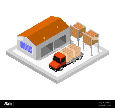 Isometric Warehouse Vector Graphic Illustration Stock Vector Image