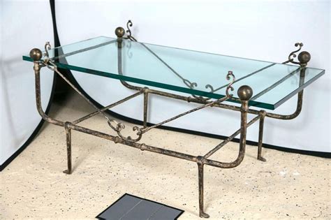 Diego Giacometti Style Glass Top Coffee Low Table Low Tables Glass Top Table