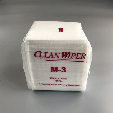 25x25cm Lint Free Disposable Nonwoven 35gsm 100 Polyester Bemcot M 3