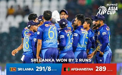 Sri Lanka Beat Afghanistan By Two Runs To Secure Super Spot In Asia