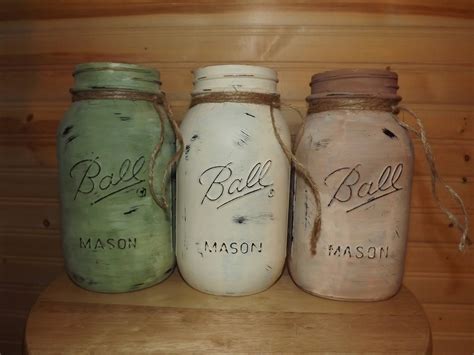 Painted Mason Jars 3 Quart Sized Chalk Acrylic By CountyRoadFCrafts On